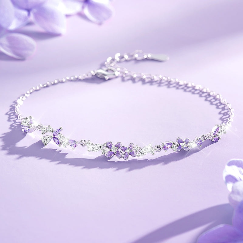 VANZECHY Floral Collection Luxury Exquisite Wisteria Bracelet | S999 Silver