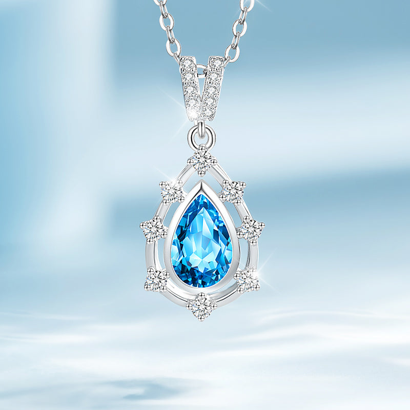 VANZECHY Ocean Collection Luxury Zircon Pendant Necklace | S925 Silver | Blue & Purple