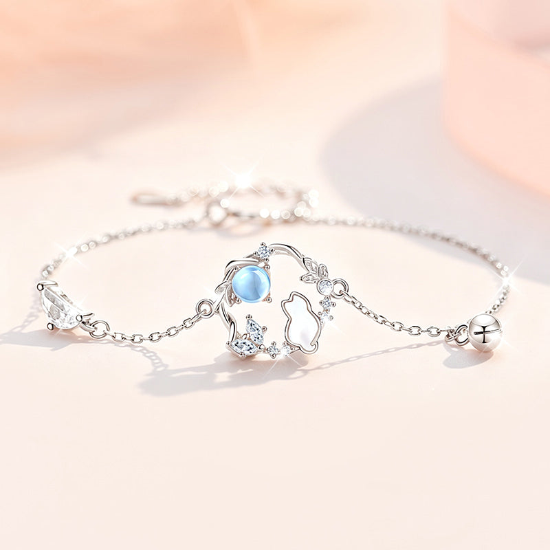VANZECHY Pet Collection Luxury Moonlit Cat Bracelet | S999 Silver