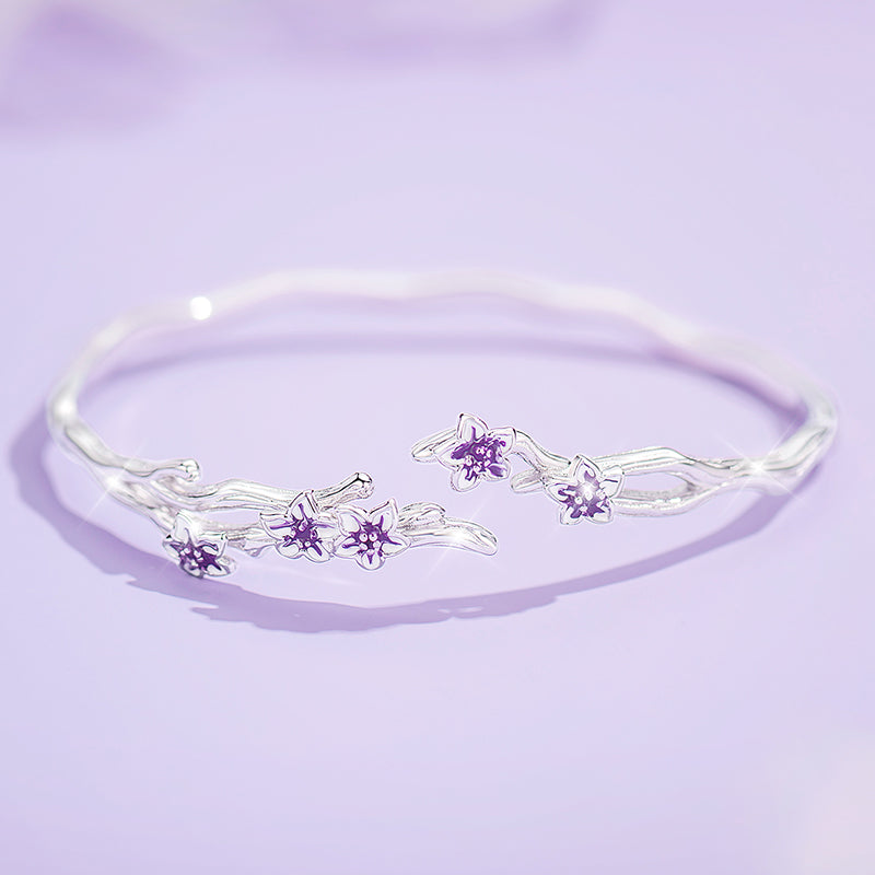 VANZECHY Floral Collection Platycodon Grandiflorus Designer Luxury Bracelet | Fine Silver 999