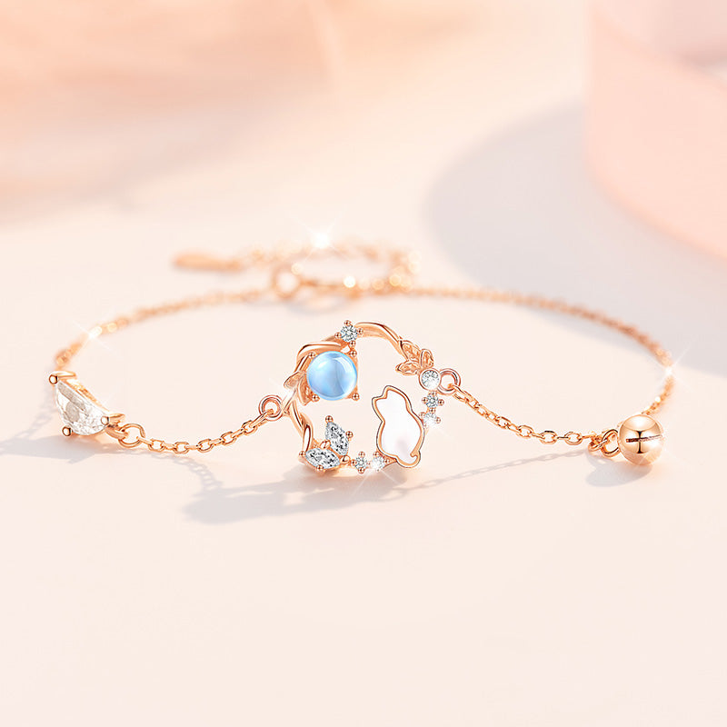VANZECHY Pet Collection Luxury Moonlit Cat Bracelet | S999 Silver
