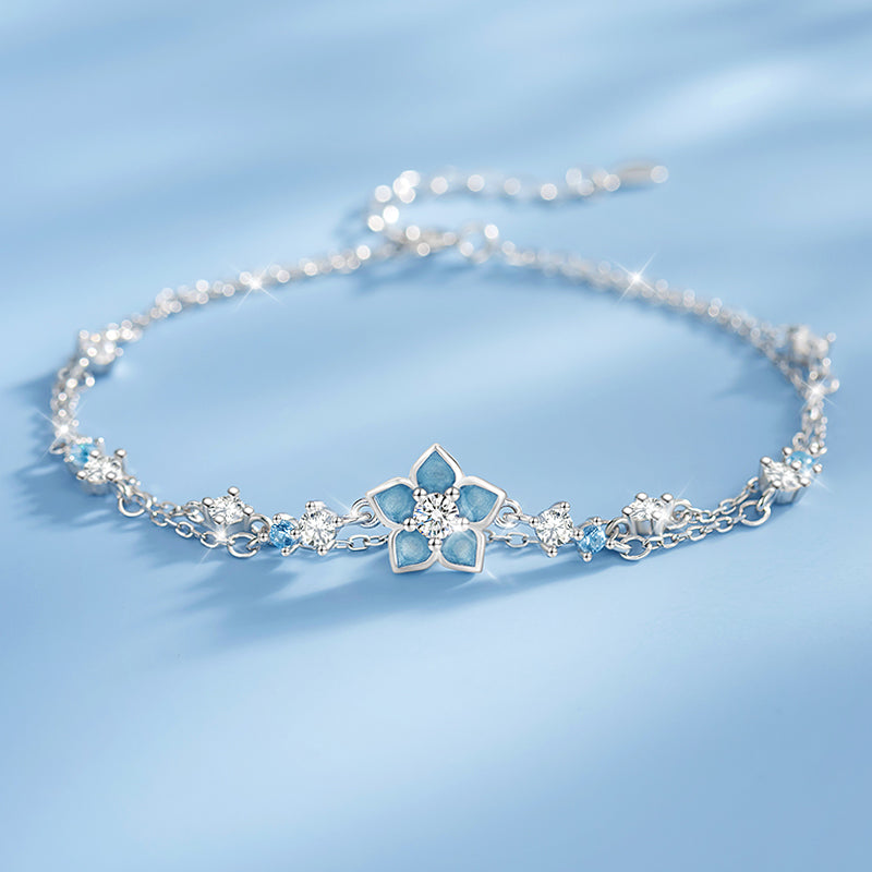 VANZECHY Floral Collection Forget-Me-Not Luxury Luminous Bracelet | S925 Silver