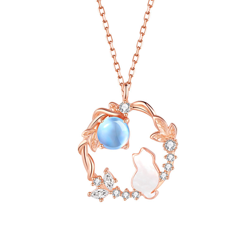 VANZECHY Pet Collection Luxury Moon Cat Pendant Necklace | S999 Silver