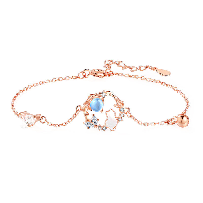 VANZECHY Pet Collection Luxury Moonlit Cat Bracelet | S999 Silver