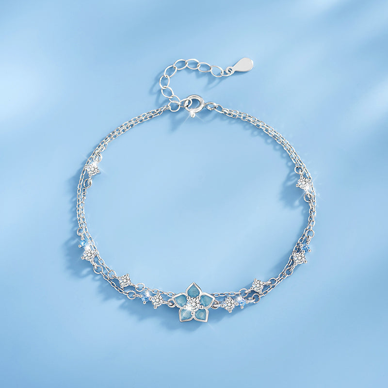 VANZECHY Floral Collection Forget-Me-Not Luxury Luminous Bracelet | S925 Silver