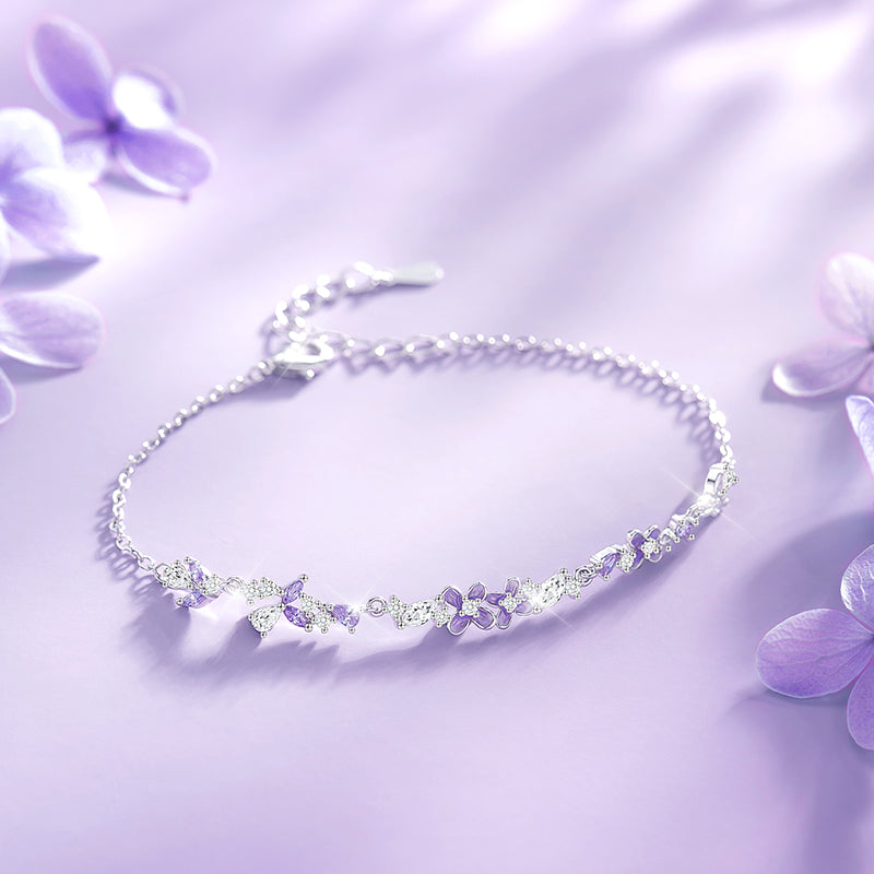 VANZECHY Floral Collection Luxury Exquisite Wisteria Bracelet | S999 Silver