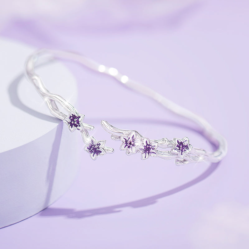 VANZECHY Floral Collection Platycodon Grandiflorus Designer Luxury Bracelet | Fine Silver 999