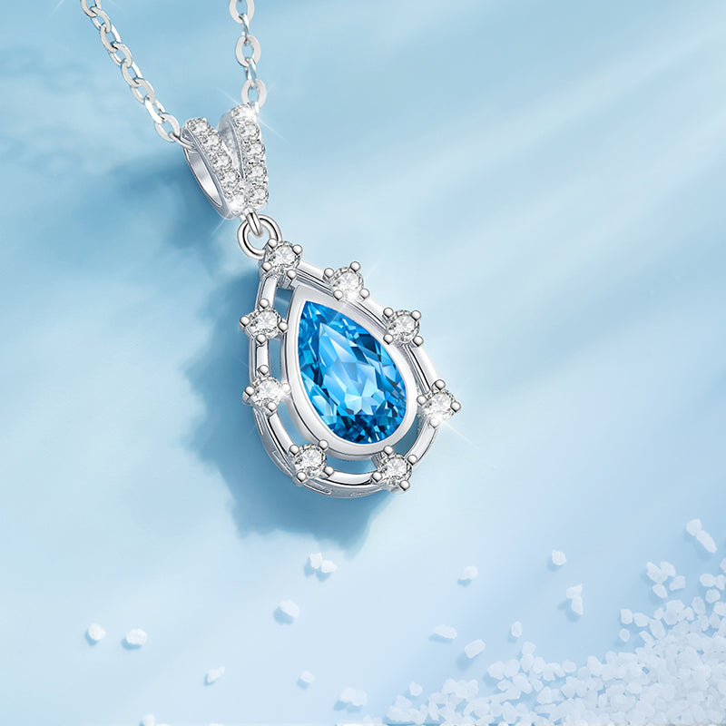VANZECHY Ocean Collection Luxury Zircon Pendant Necklace | S925 Silver | Blue & Purple
