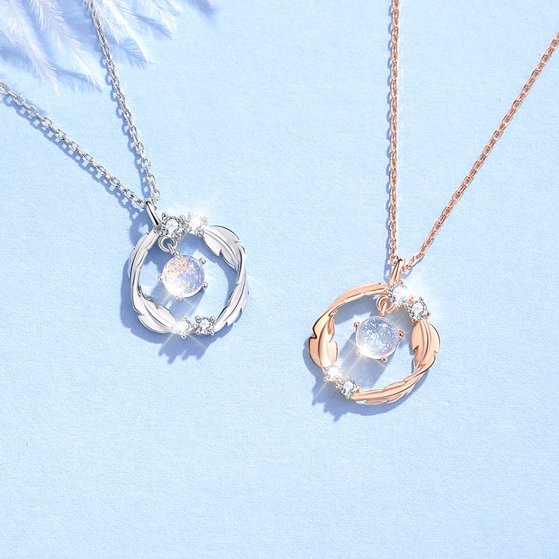 VANZECHY Starry Collection | S925 Silver Feather Necklace | Swarovski Crystal | Silver & Rose Gold
