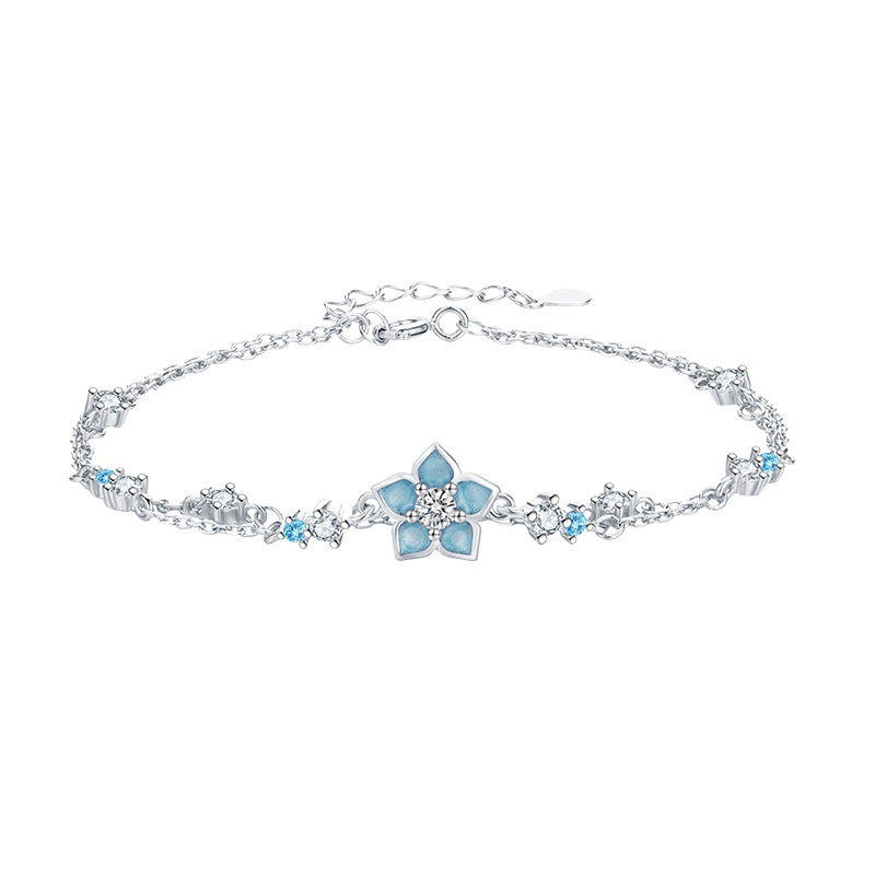 VANZECHY Floral Collection Forget-Me-Not Luxury Luminous Bracelet | S925 Silver