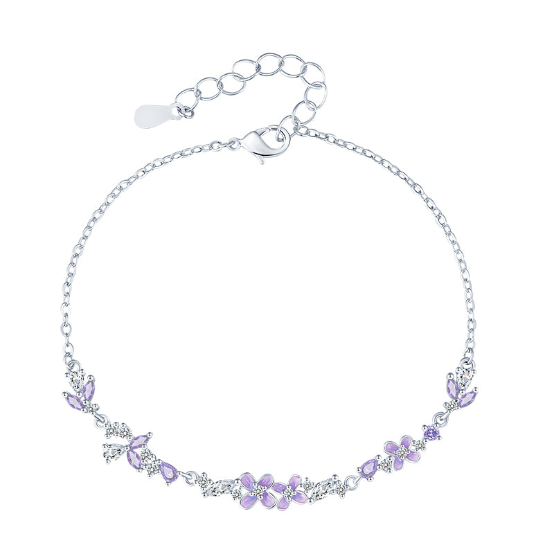 VANZECHY Floral Collection Luxury Exquisite Wisteria Bracelet | S999 Silver