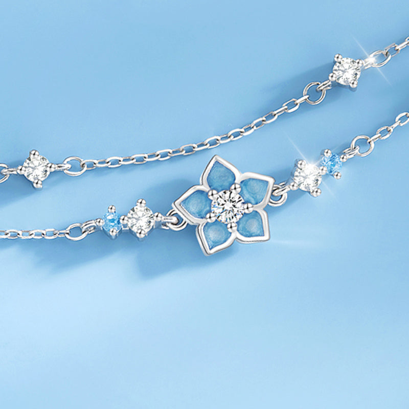VANZECHY Floral Collection Forget-Me-Not Luxury Luminous Bracelet | S925 Silver