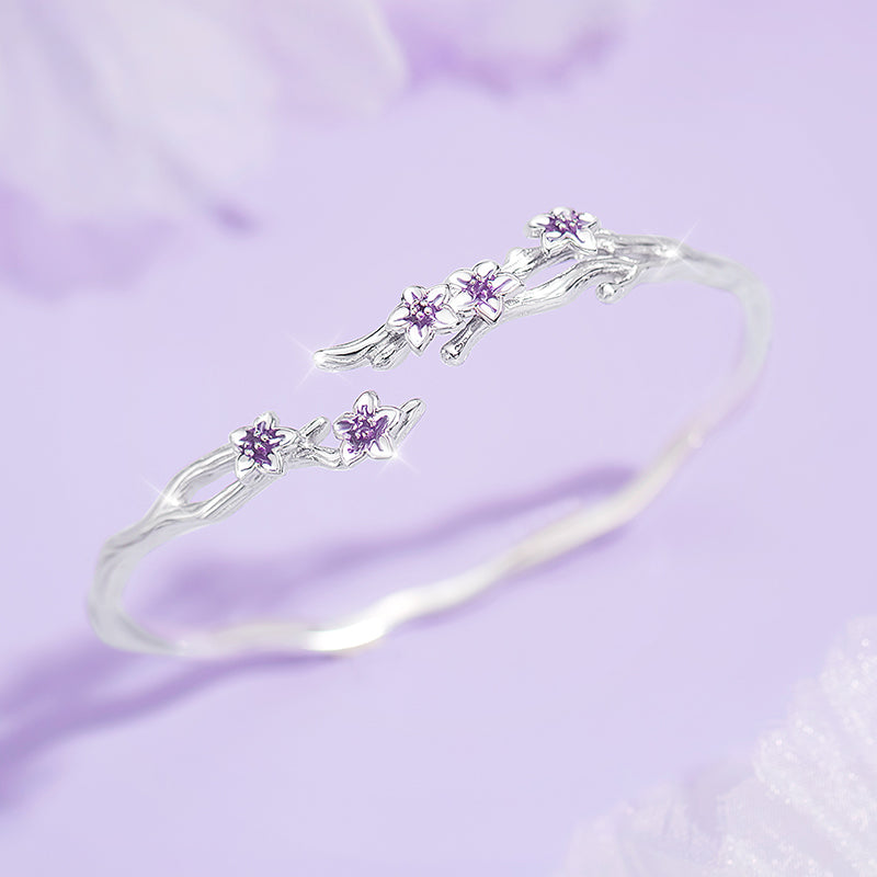 VANZECHY Floral Collection Platycodon Grandiflorus Designer Luxury Bracelet | Fine Silver 999