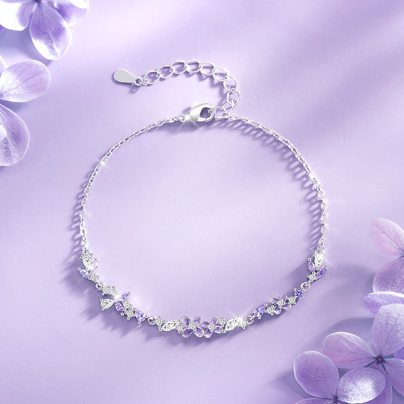 VANZECHY Floral Collection Luxury Exquisite Wisteria Bracelet | S999 Silver