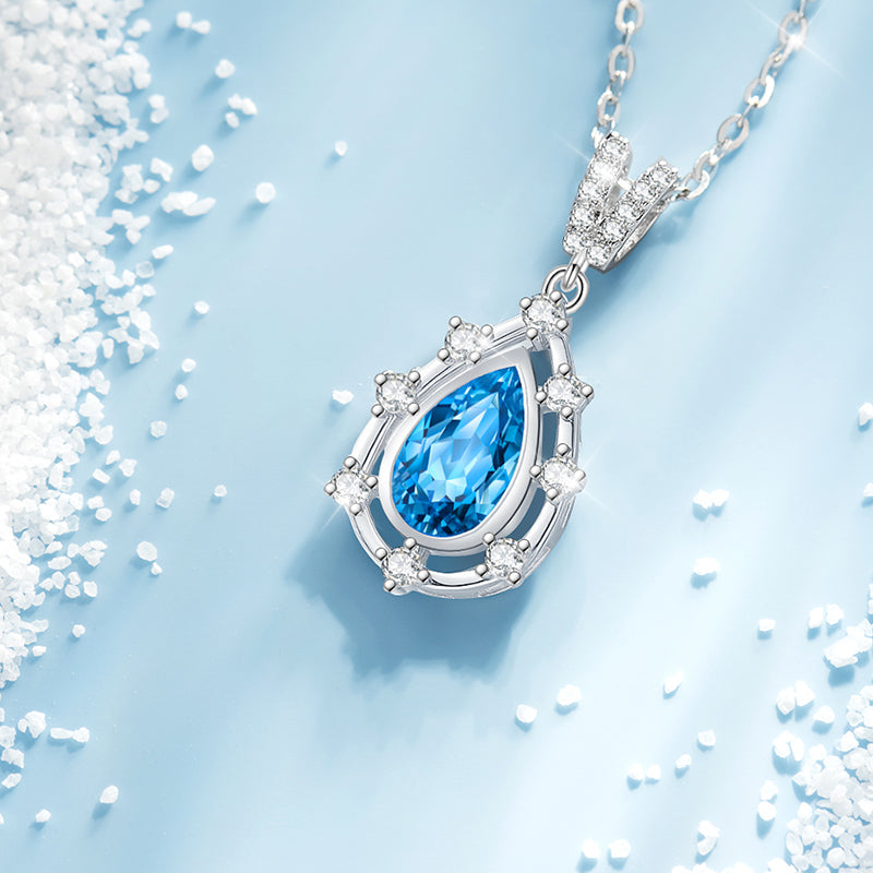 VANZECHY Ocean Collection Luxury Zircon Pendant Necklace | S925 Silver | Blue & Purple