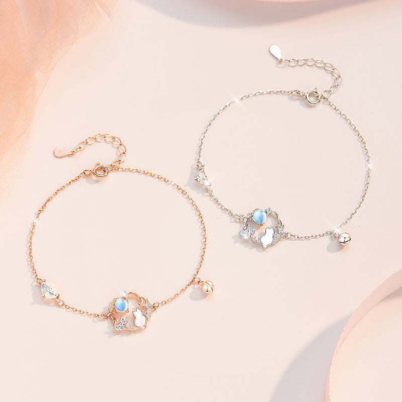 VANZECHY Pet Collection Luxury Moonlit Cat Bracelet | S999 Silver