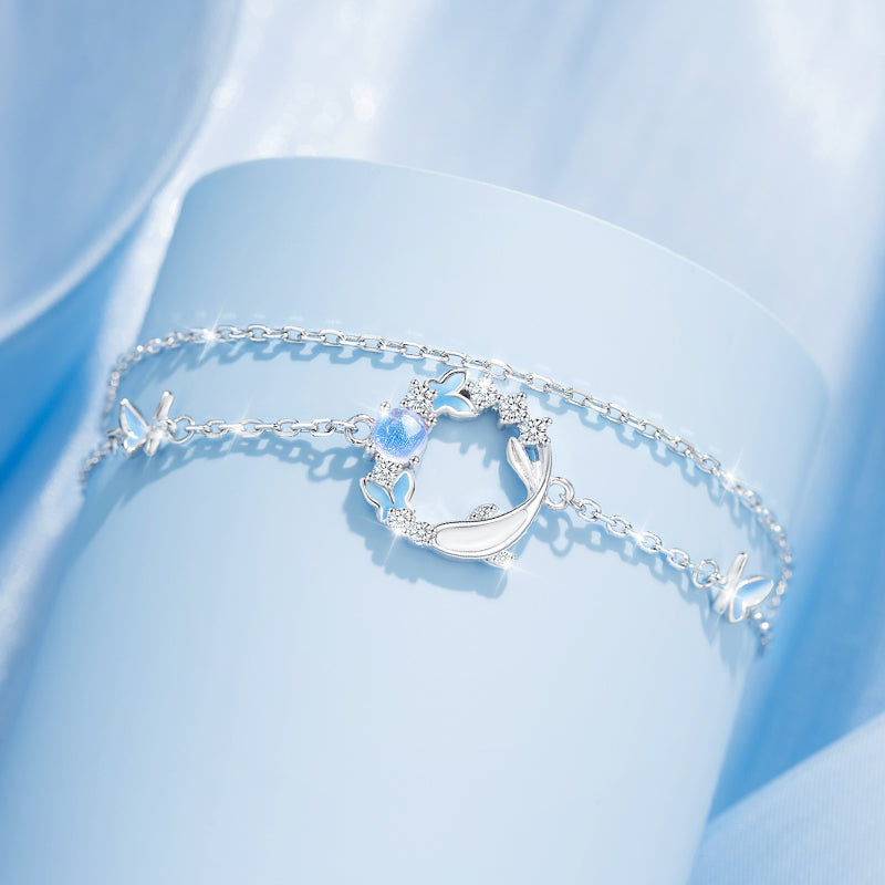 VANZECHY Starry Collection | S925 Silver Whale Swimming Women's Luxury Pendant Bracelet Set