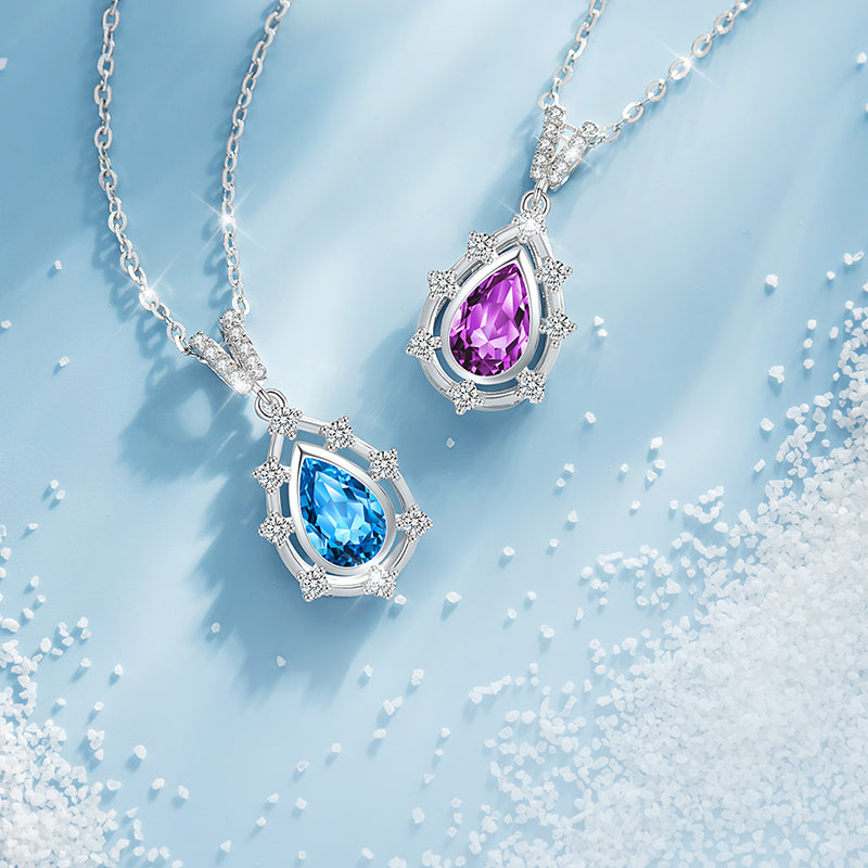VANZECHY Ocean Collection Luxury Zircon Pendant Necklace | S925 Silver | Blue & Purple