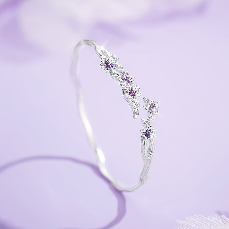 VANZECHY Floral Collection Platycodon Grandiflorus Designer Luxury Bracelet | Fine Silver 999