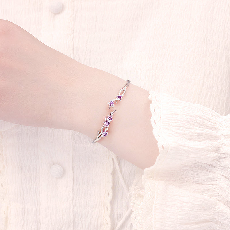 VANZECHY Floral Collection Platycodon Grandiflorus Designer Luxury Bracelet | Fine Silver 999