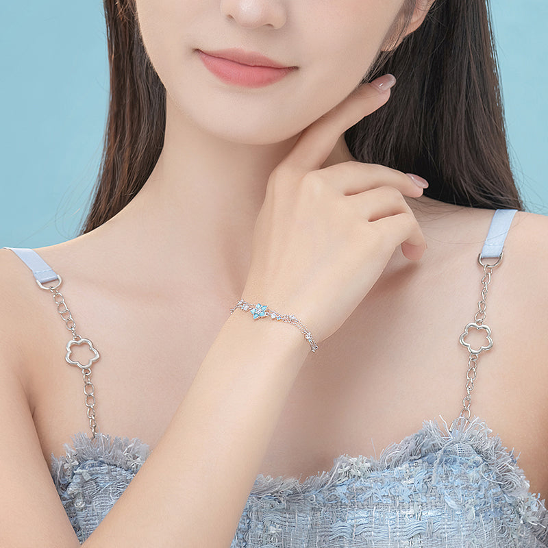 VANZECHY Floral Collection Forget-Me-Not Luxury Luminous Bracelet | S925 Silver