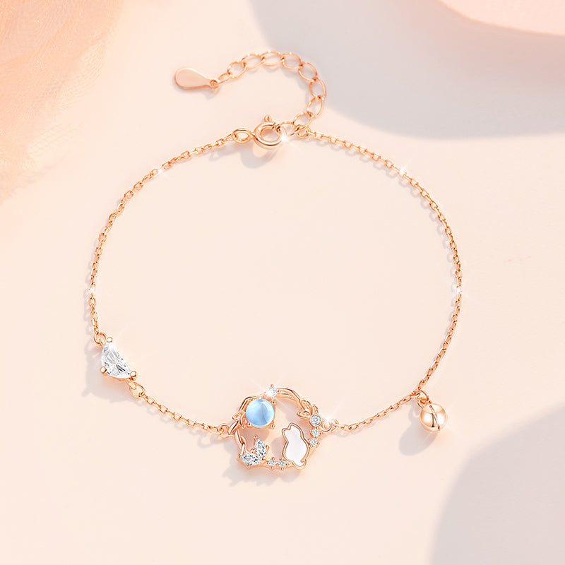 VANZECHY Pet Collection Luxury Moonlit Cat Bracelet | S999 Silver