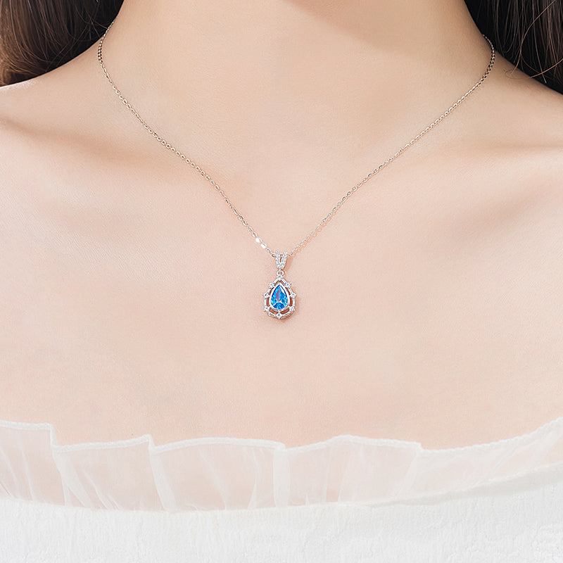 VANZECHY Ocean Collection Luxury Zircon Pendant Necklace | S925 Silver | Blue & Purple
