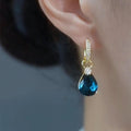 Blue Water Drop Crystal Earrings | Alloy Stud Earrings for Women