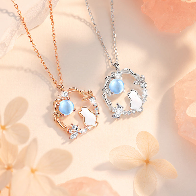 VANZECHY Pet Collection Luxury Moon Cat Pendant Necklace | S925 Silver