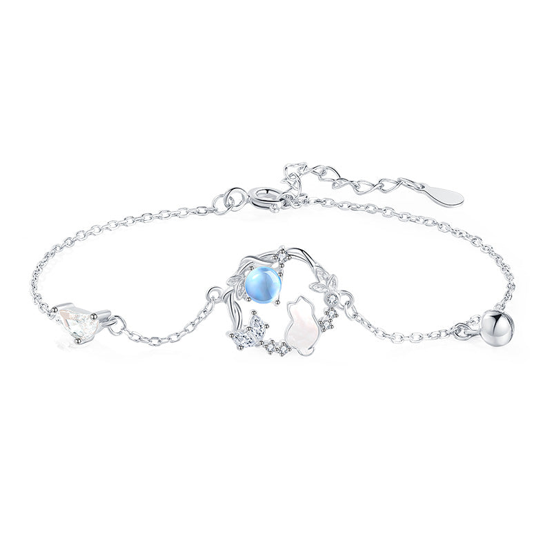 VANZECHY Pet Collection Luxury Moonlit Cat Bracelet | S999 Silver