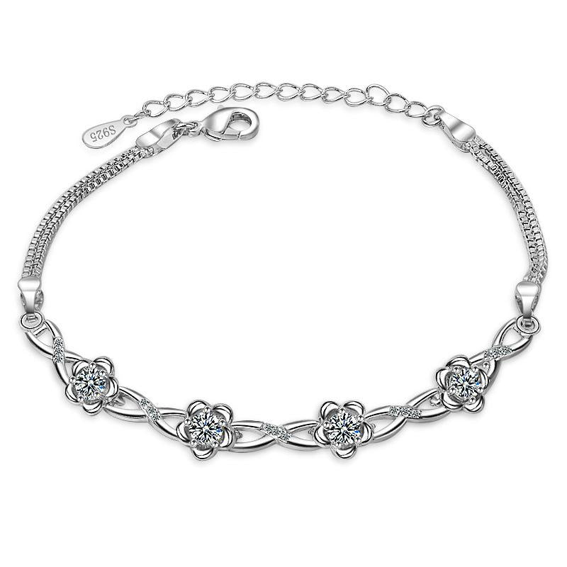 Peach Blossom Zircon Bracelet for Women | Forest Style Alloy Bracelet
