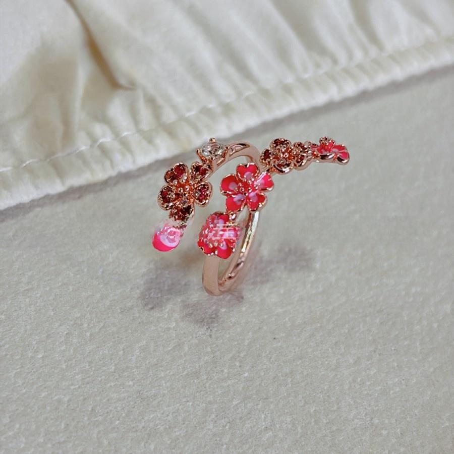Rose Gold Peach Blossom Ring | Alloy Open-Style Ring for Women