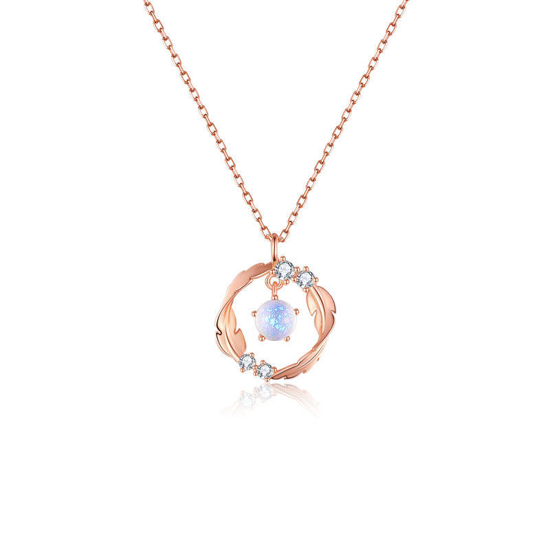 VANZECHY Starry Collection | S925 Silver Feather Necklace | Swarovski Crystal | Silver & Rose Gold
