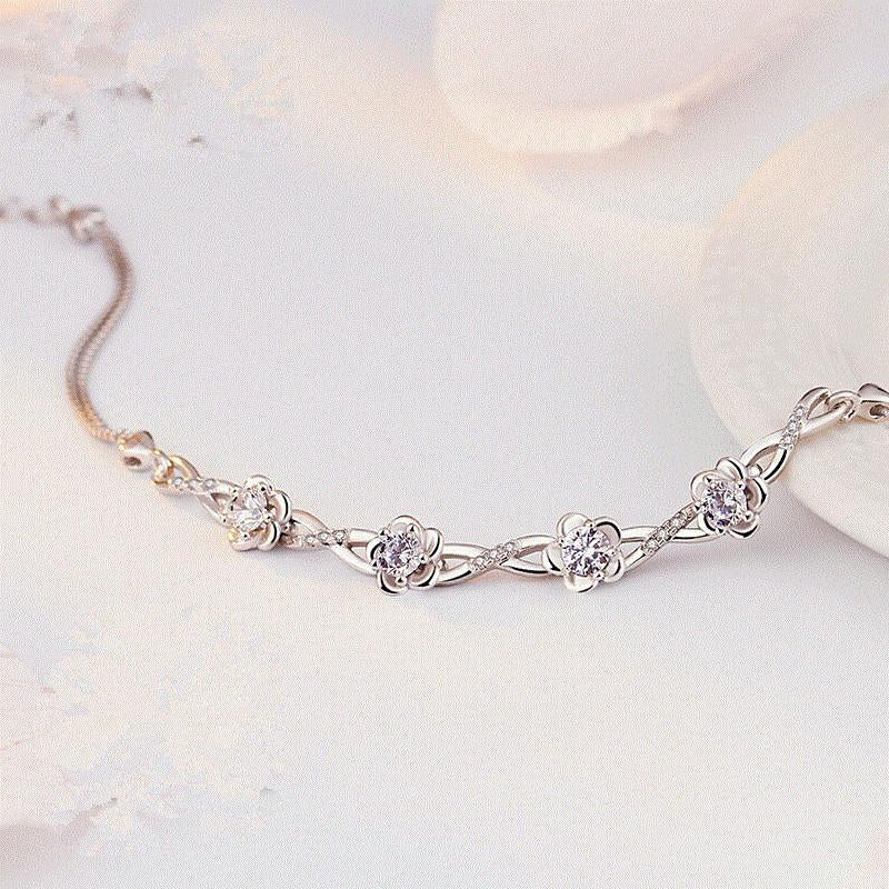 Peach Blossom Zircon Bracelet for Women | Forest Style Alloy Bracelet
