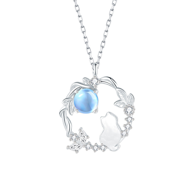 VANZECHY Pet Collection Luxury Moon Cat Pendant Necklace | S925 Silver