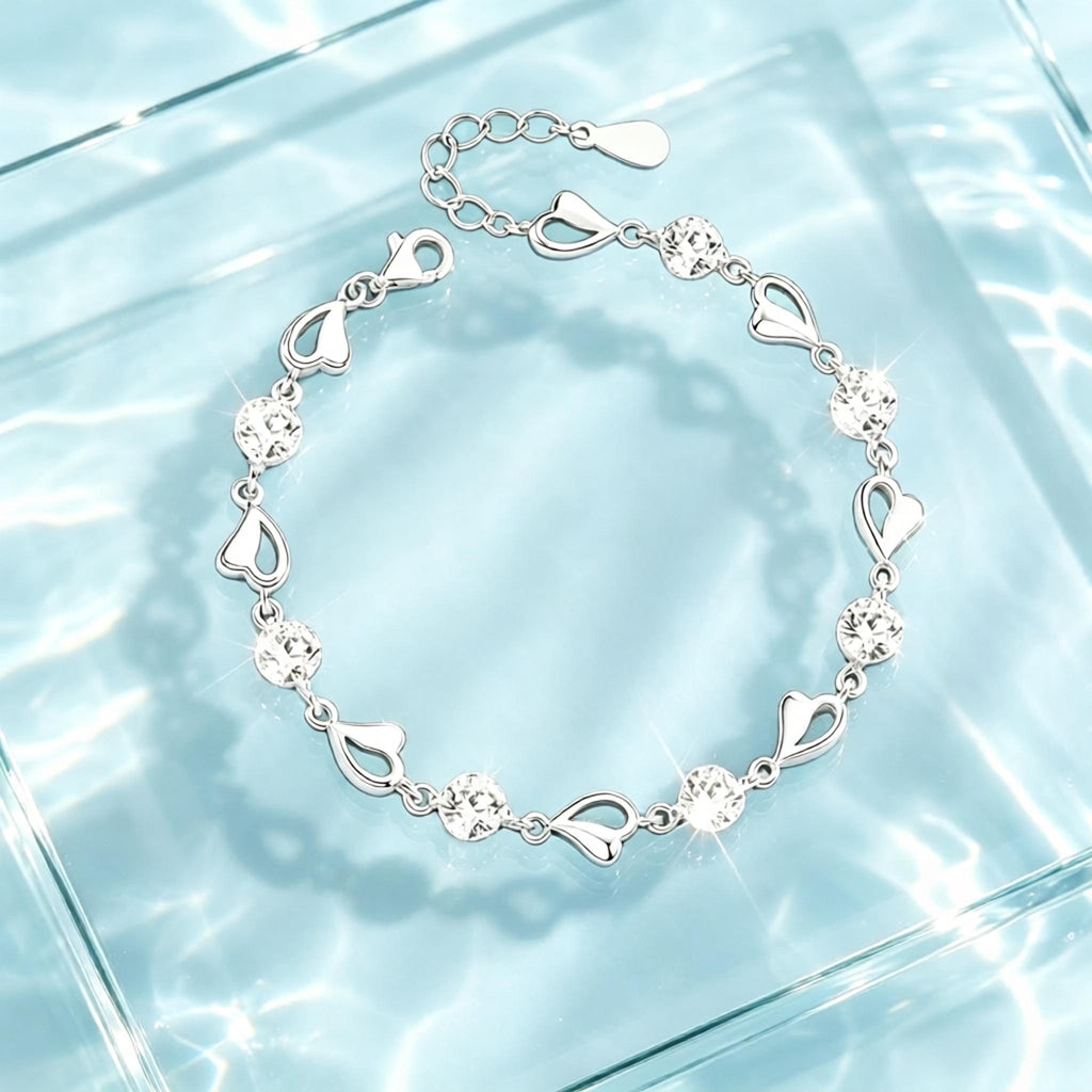 VANZECHY Ocean Collection Blue Ocean Heart Luxury Bracelet | S925 Silver