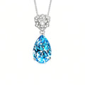 VANZECHY Ocean Collection Ocean Heart Pendant Necklace | S925 Silver | Blue Zircon & Amethyst