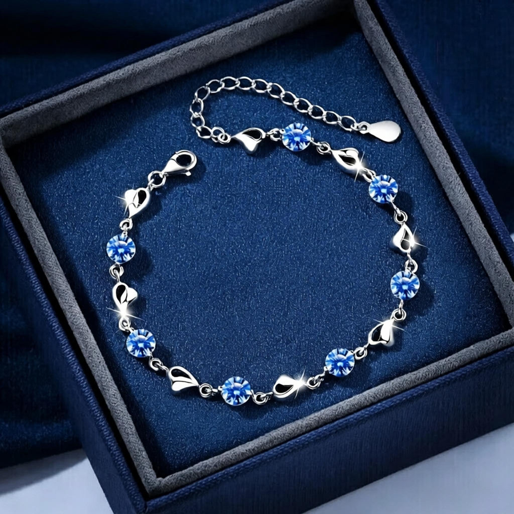 VANZECHY Ocean Collection Blue Ocean Heart Luxury Bracelet | S925 Silver