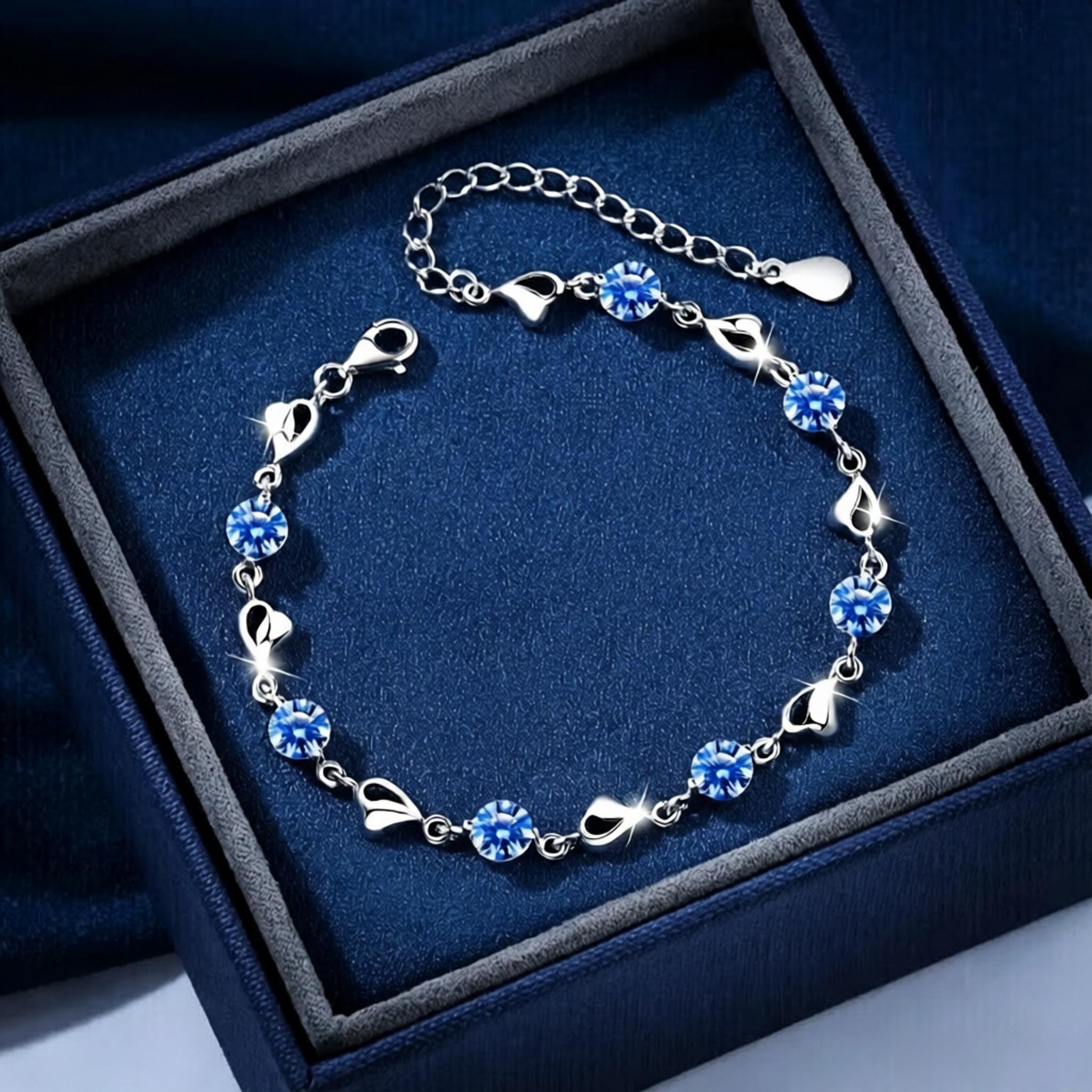 VANZECHY Ocean Collection Blue Ocean Heart Luxury Bracelet | S925 Silver