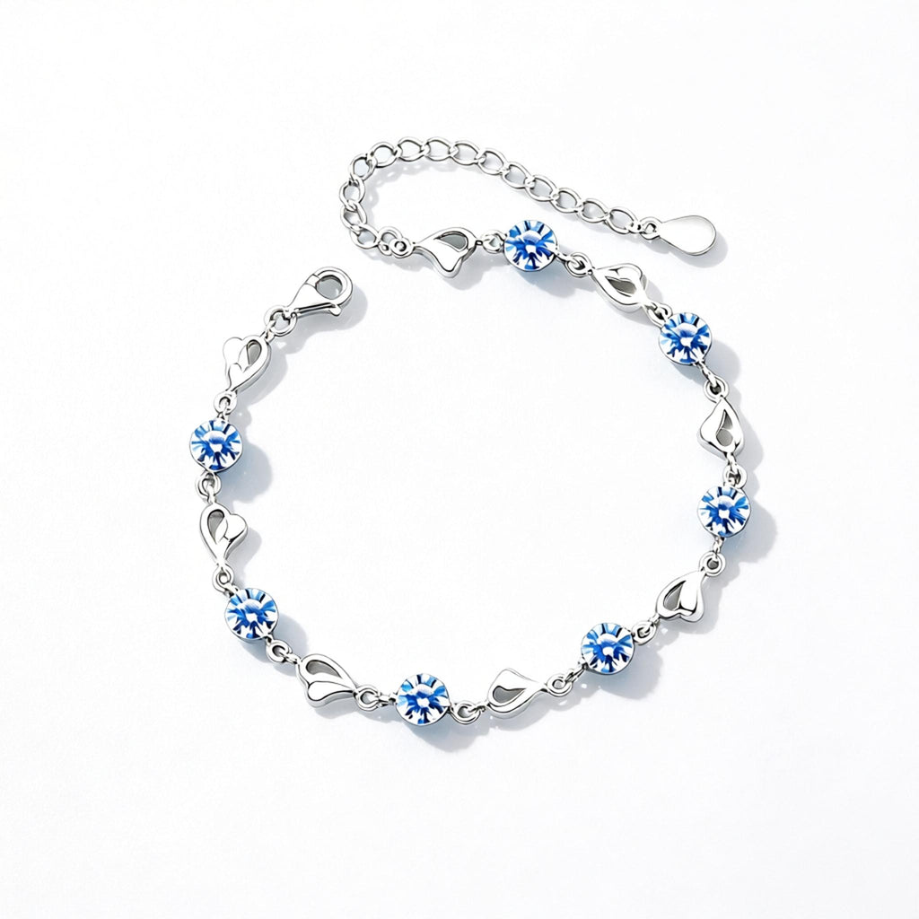 VANZECHY Ocean Collection Blue Ocean Heart Luxury Bracelet | S925 Silver