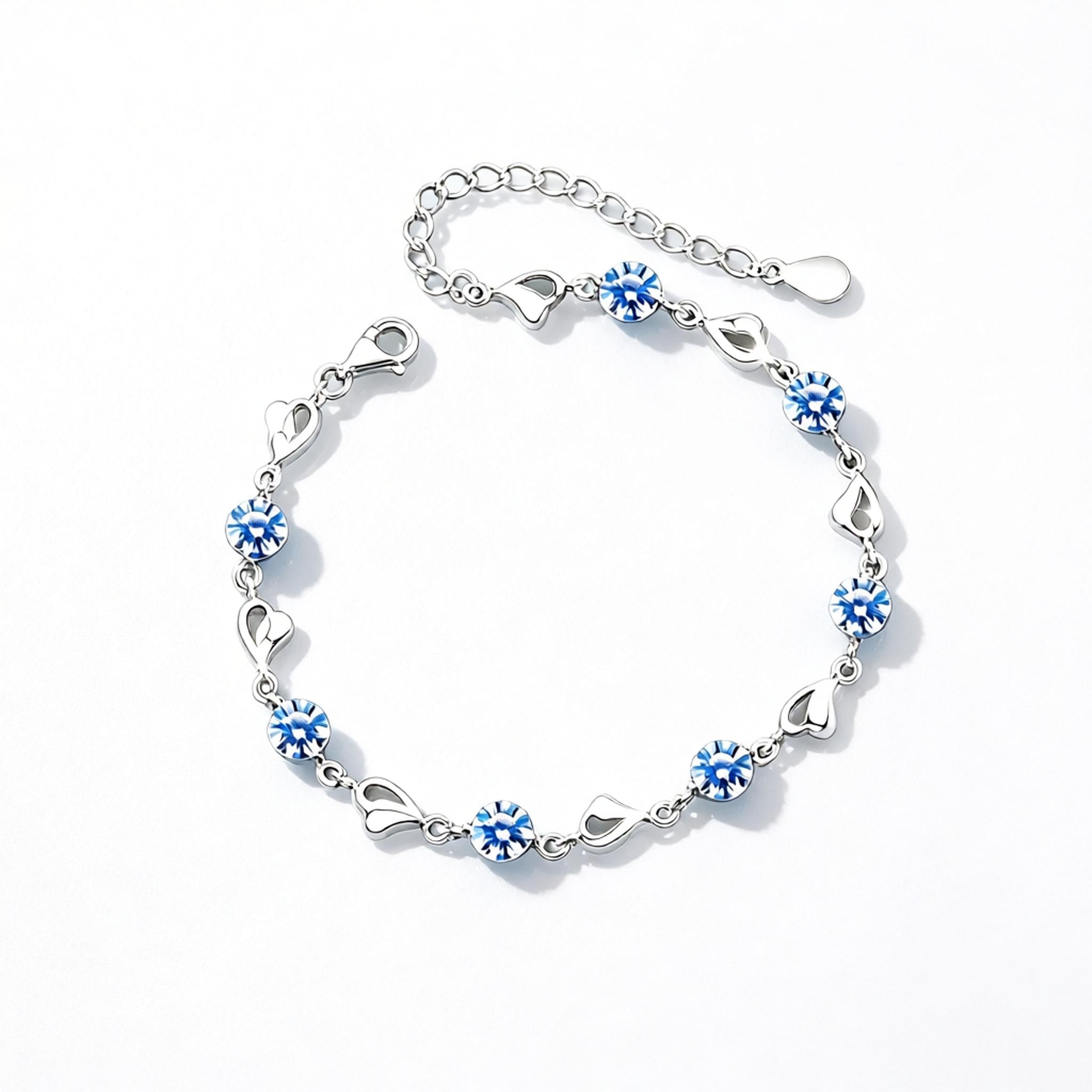 VANZECHY Ocean Collection Blue Ocean Heart Luxury Bracelet | S925 Silver