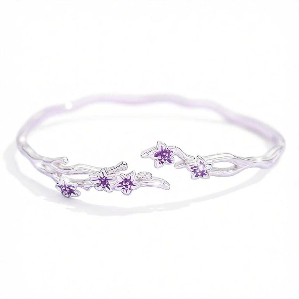VANZECHY Floral Collection Platycodon Grandiflorus Designer Luxury Bracelet | Fine Silver 999