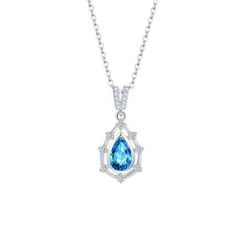 VANZECHY Ocean Collection Luxury Zircon Pendant Necklace | S925 Silver | Blue & Purple